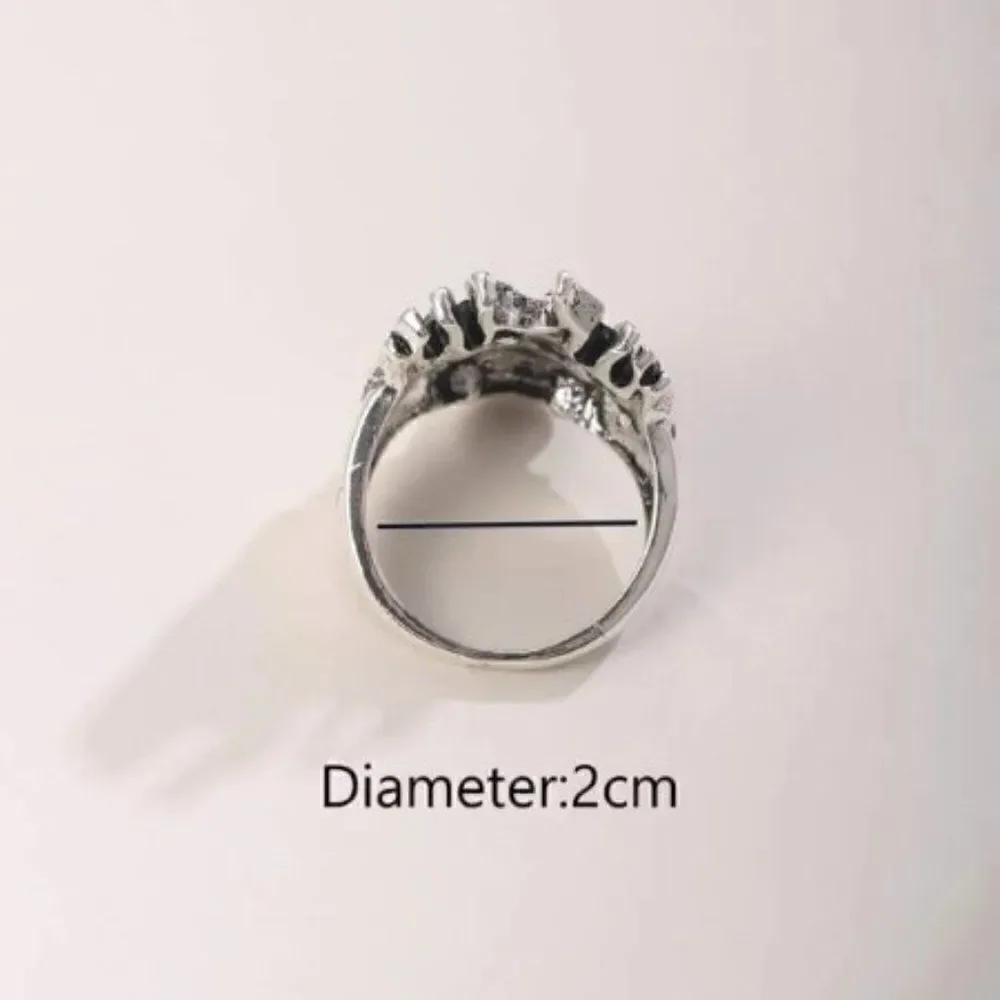 STERLING SILVER SKULL FLAMING RING